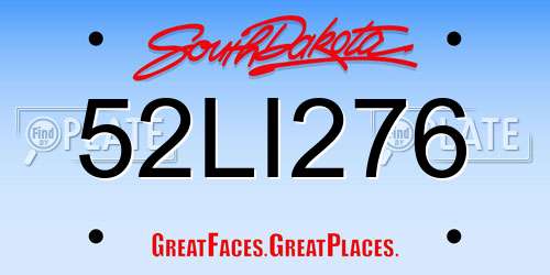 52LI276 South Dakota License Plate