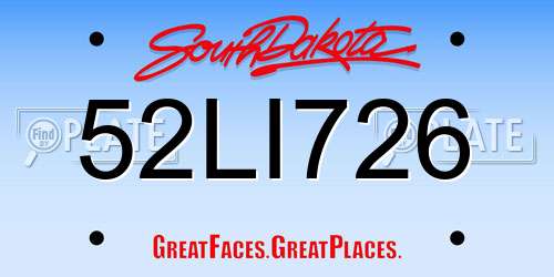 52LI726 South Dakota License Plate