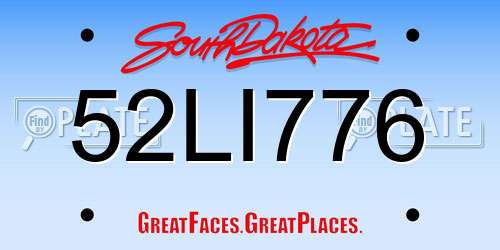 52LI776 South Dakota License Plate
