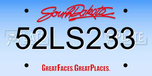 52LS233 South Dakota License Plate