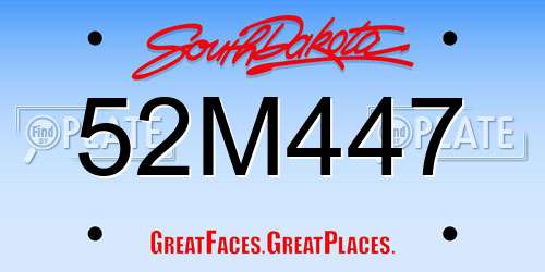 52M447 South Dakota License Plate