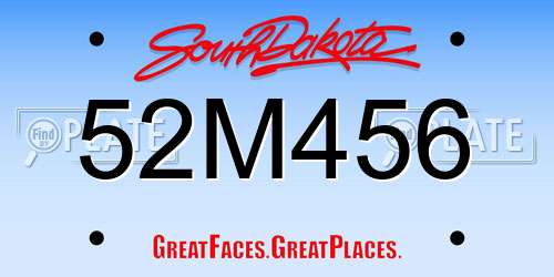 52M456 South Dakota License Plate