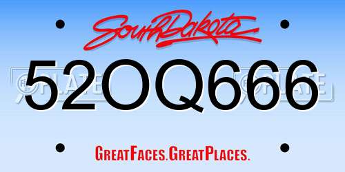 52OQ666 South Dakota License Plate