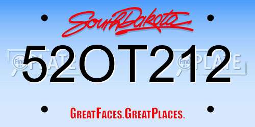 52OT212 South Dakota License Plate