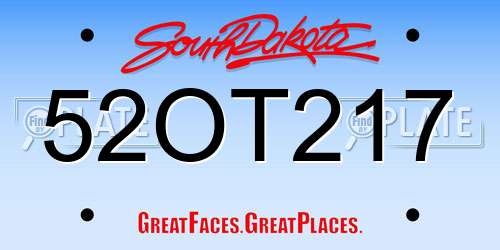 52OT217 South Dakota License Plate