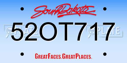52OT717 South Dakota License Plate