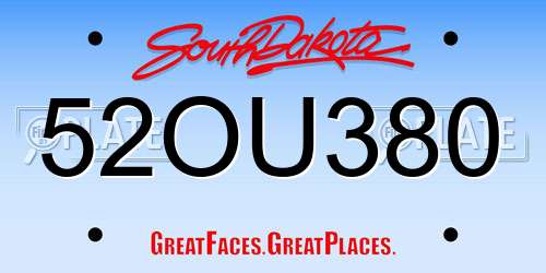 52OU380 South Dakota License Plate