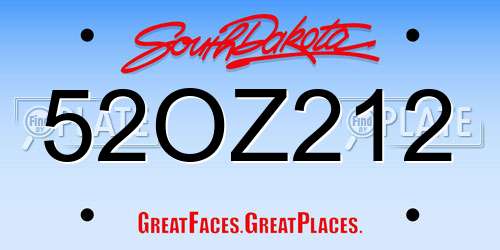 52OZ212 South Dakota License Plate