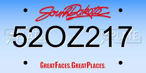 52OZ217 South Dakota License Plate