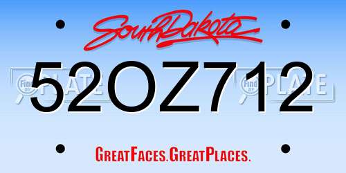 52OZ712 South Dakota License Plate