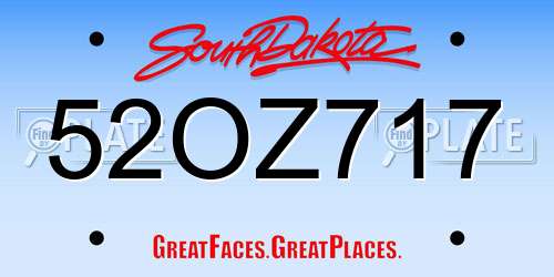52OZ717 South Dakota License Plate