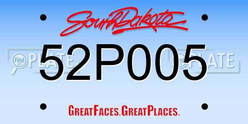 52P005 South Dakota License Plate