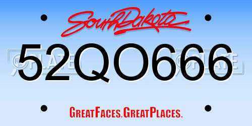 52QO666 South Dakota License Plate