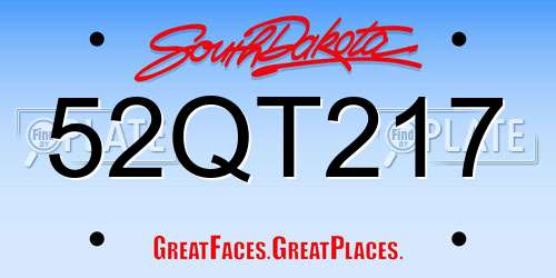 52QT217 South Dakota License Plate