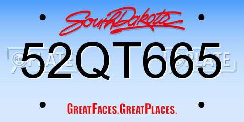 52QT665 South Dakota License Plate