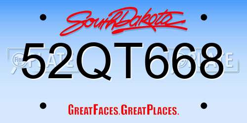 52QT668 South Dakota License Plate
