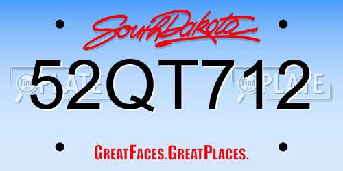 52QT712 South Dakota License Plate