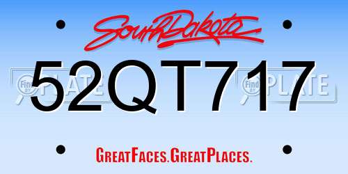 52QT717 South Dakota License Plate