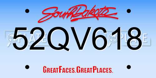 52QV618 South Dakota License Plate