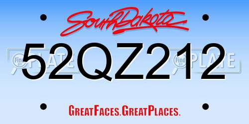 52QZ212 South Dakota License Plate