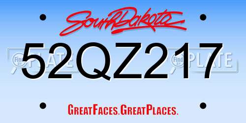 52QZ217 South Dakota License Plate