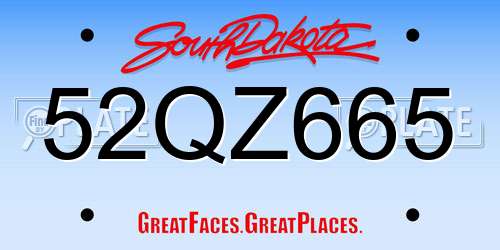 52QZ665 South Dakota License Plate