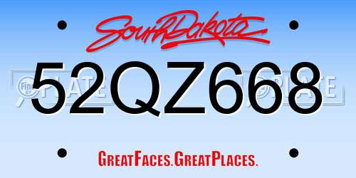52QZ668 South Dakota License Plate