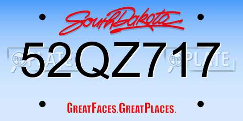 52QZ717 South Dakota License Plate