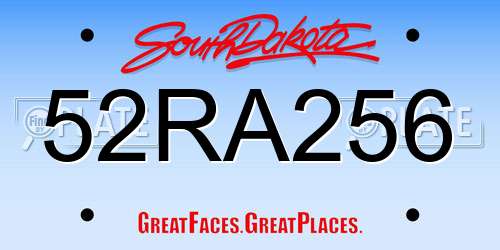 52RA256 South Dakota License Plate