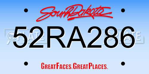 52RA286 South Dakota License Plate