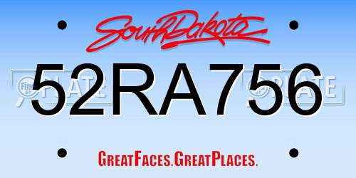 52RA756 South Dakota License Plate
