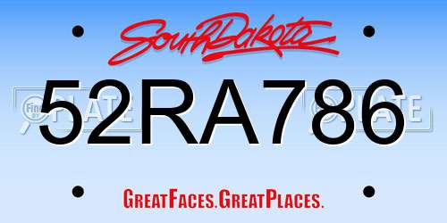 52RA786 South Dakota License Plate