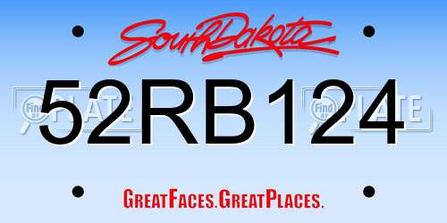 52RB124 South Dakota License Plate