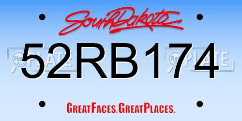 52RB174 South Dakota License Plate