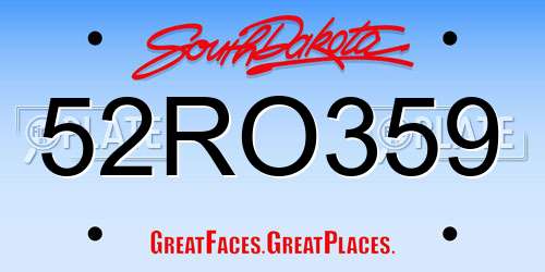 52RO359 South Dakota License Plate