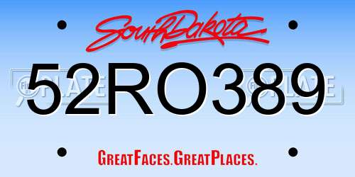 52RO389 South Dakota License Plate