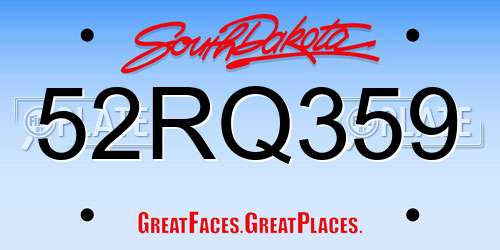 52RQ359 South Dakota License Plate