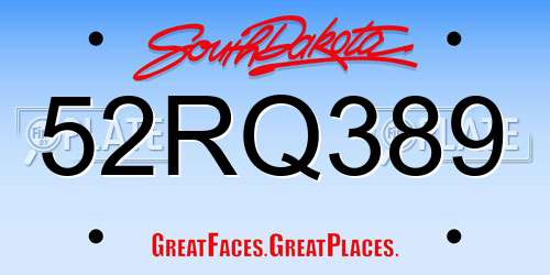 52RQ389 South Dakota License Plate