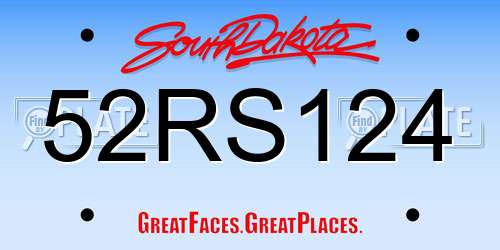 52RS124 South Dakota License Plate