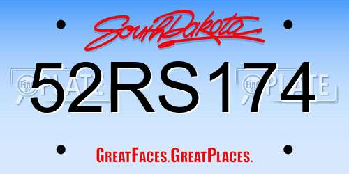 52RS174 South Dakota License Plate