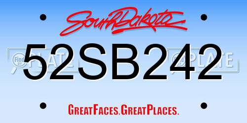 52SB242 South Dakota License Plate