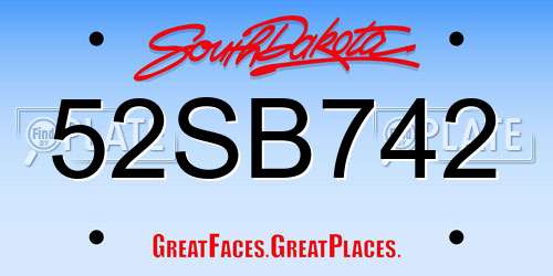 52SB742 South Dakota License Plate