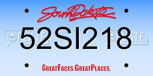 52SI218 South Dakota License Plate