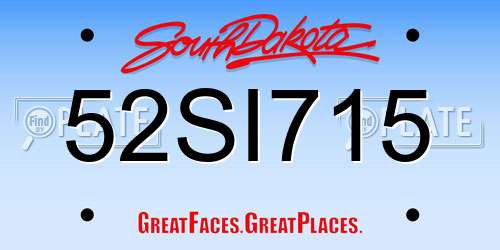 52SI715 South Dakota License Plate