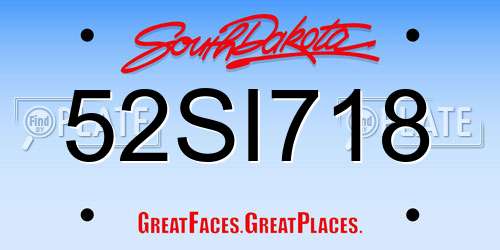 52SI718 South Dakota License Plate