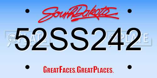 52SS242 South Dakota License Plate