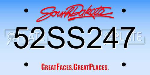 52SS247 South Dakota License Plate