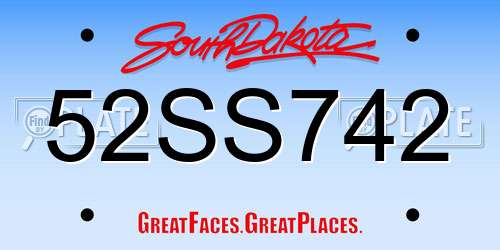 52SS742 South Dakota License Plate