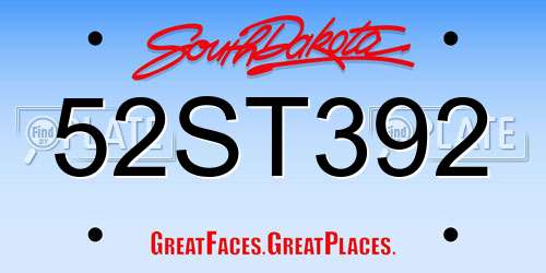 52ST392 South Dakota License Plate