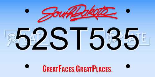 52ST535 South Dakota License Plate